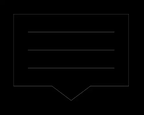 A notification outline. Thin white lines on black
background.