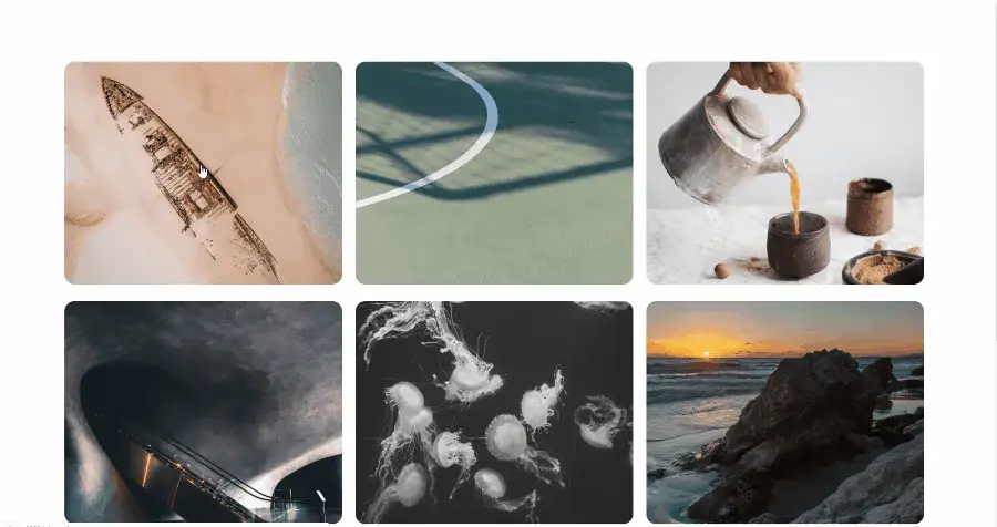 A nice looking 2 by 3 photo gallery grid.