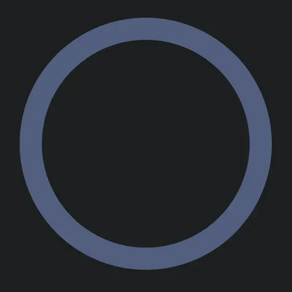 A circle with a blue outline and no fill on a dark
background