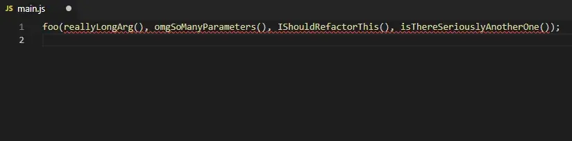 A screenshot of some code in VS Code. Some of the code is underlined with a
red squiggly underline, indicating the linter has detected
issues