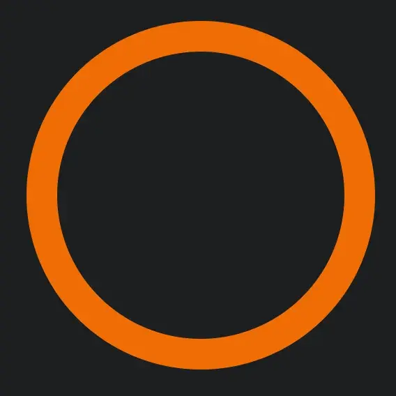 A circle with an orange outline and no fill on a dark
background