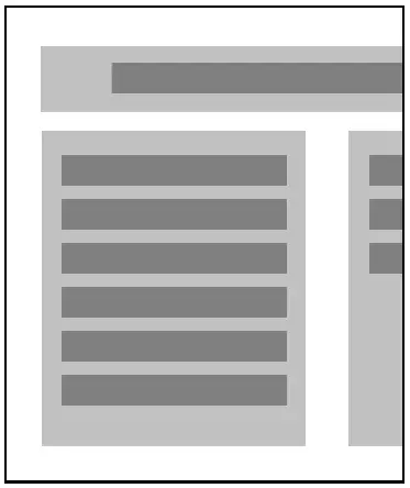 A cut off image of an outline of a webpage. The outline overflows and
disappears off the right side of the image.
