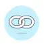 A clipart style icon of two chain links
interlinked.