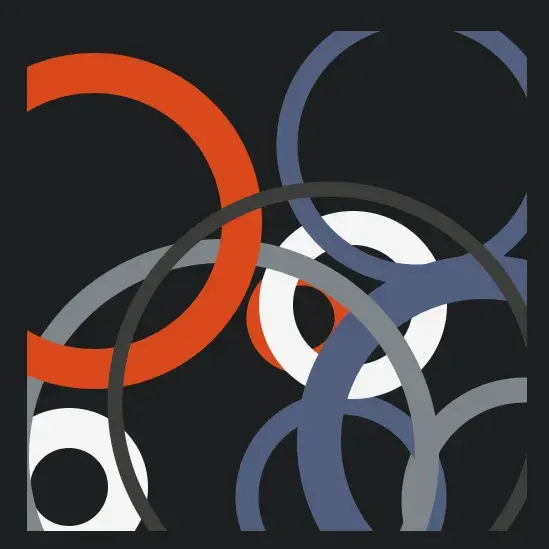 Ten circles of random color, shape, size, and
location