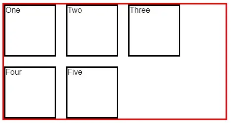 A red rectangle surrounds the set of rectangles. There is no padding on the
left but there is significant padding on the right, but not enough for there to
be room for another black-outlined rectangle.