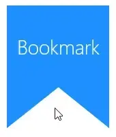 An animation. A shape, filled in blue, reminiscent of a classic bookmark with
two “tails”. The text “Bookmark” appears in white inside the shape. A mouse
cursor hovers on and off of the shape. When on the shape, the cursor changes to
a pointer (indicating a link).