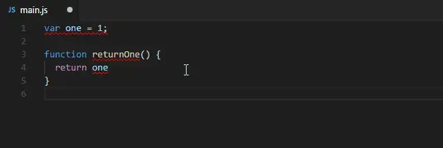 Screenshot of a VS Code editor window with some basic code. Some of the code
is underlined with red squiggly lines, indicating the linter has found an
issue