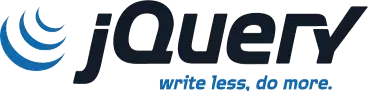 The jQuery logo, wordmark, and tagline, "write less, do
more"