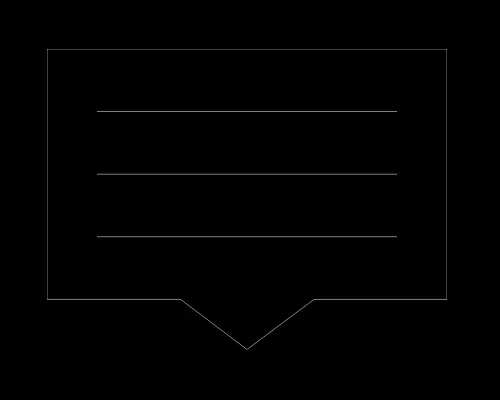 A notification outline. Thin white lines on black
background.