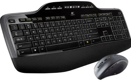 A fullsize keyboard, the Logitech MK710 and a wireless mouse, the Logitech MK705