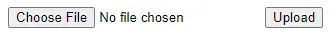 A small web form. A file input and a button labeled "Upload". The file input
is comprised of a button labeled "Choose file" and text alongside that reads "No
file chosen".