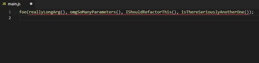 A screenshot of some code in VS Code. Some of the code is underlined with a
red squiggly underline, indicating the linter has detected
issues