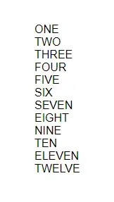 Black text on a white background. The numbers ONE through TWELVE are listed
vertically, one word per line.