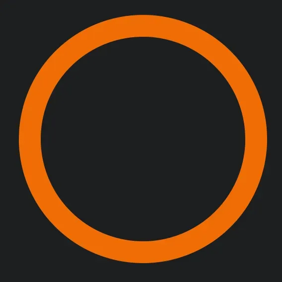 A circle with an orange outline and no fill on a dark
background