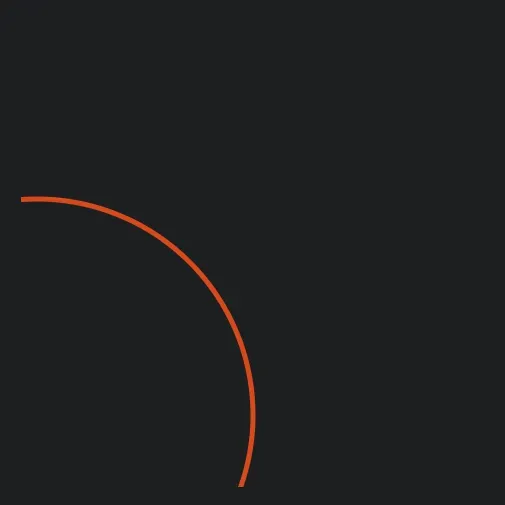 A circle that happens to be thin, no fill, orange outline, large, and offset
to the point of being cut off and only partially
visible
