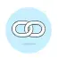 A clipart style icon of two chain links
interlinked.