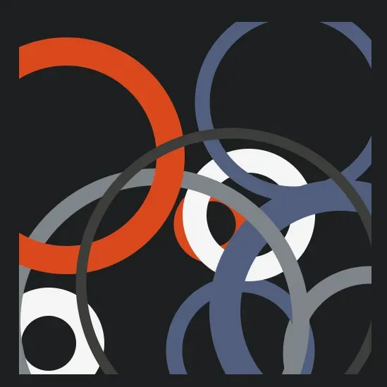 Ten circles of random color, shape, size, and
location