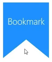 An animation. A shape, filled in blue, reminiscent of a classic bookmark with
two "tails". The text "Bookmark" appears in white inside the shape. A mouse
cursor hovers on and off of the shape. When on the shape, the cursor changes to
a pointer (indicating a link).