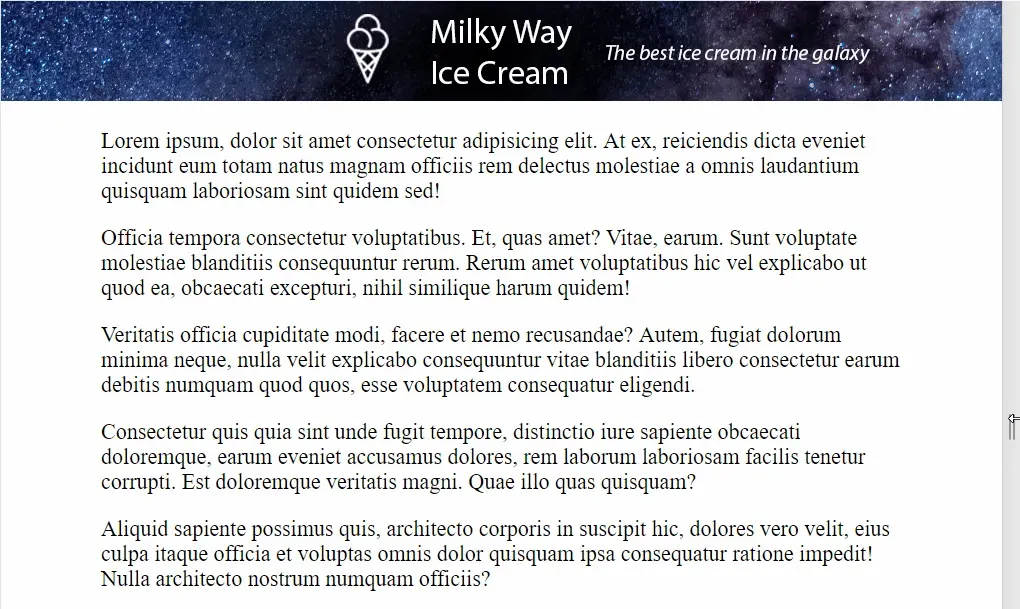 A demonstration of the header image showing correctly on medium sized
screens