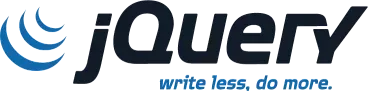 The jQuery logo, wordmark, and tagline, "write less, do
more"