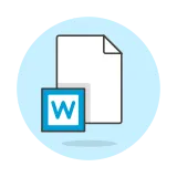 A clipart style icon of a Microsoft Word document.