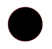 A black circle with a red outline hugging the circle